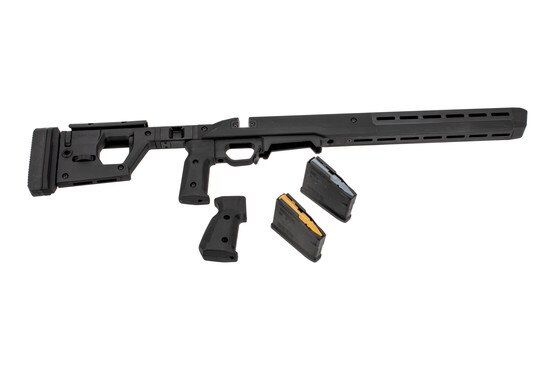 The Magpul Pro 700 Long Action Chassis comes with an extra pistol grip and two magazines